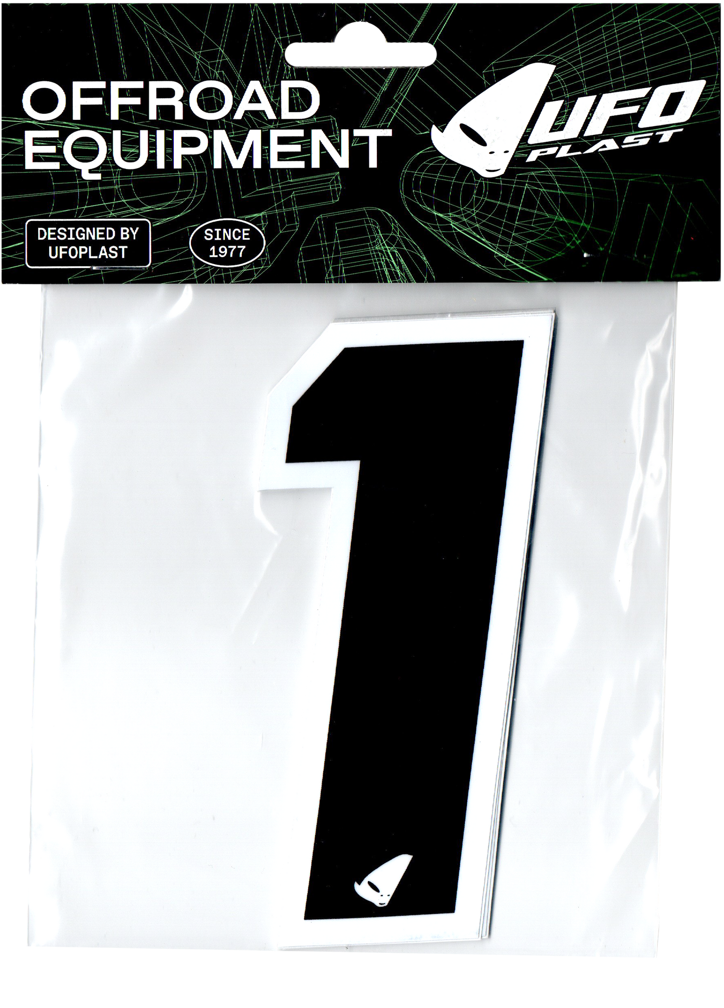 NÚMEROS DE CARRERAS UFOplast™ - Negro con borde blanco.