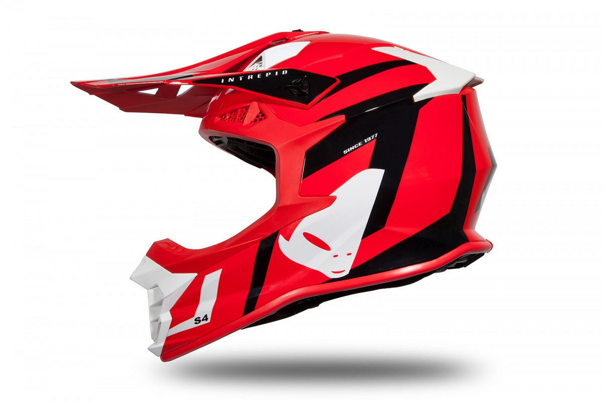 Casco de motocross UFOplast INTREPID™ ♠ BLANCO&ROJO