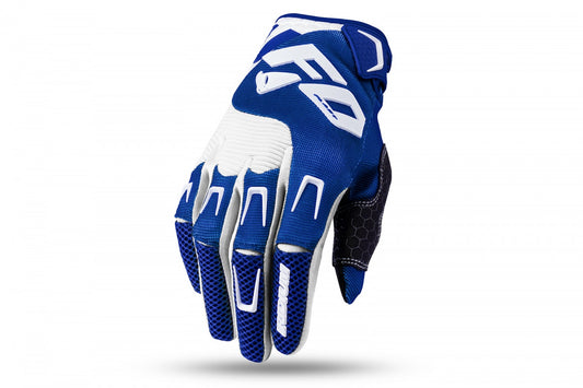 Guantes para moto - IRIDIUM de UFOplast™ • BLANCO&AZUL