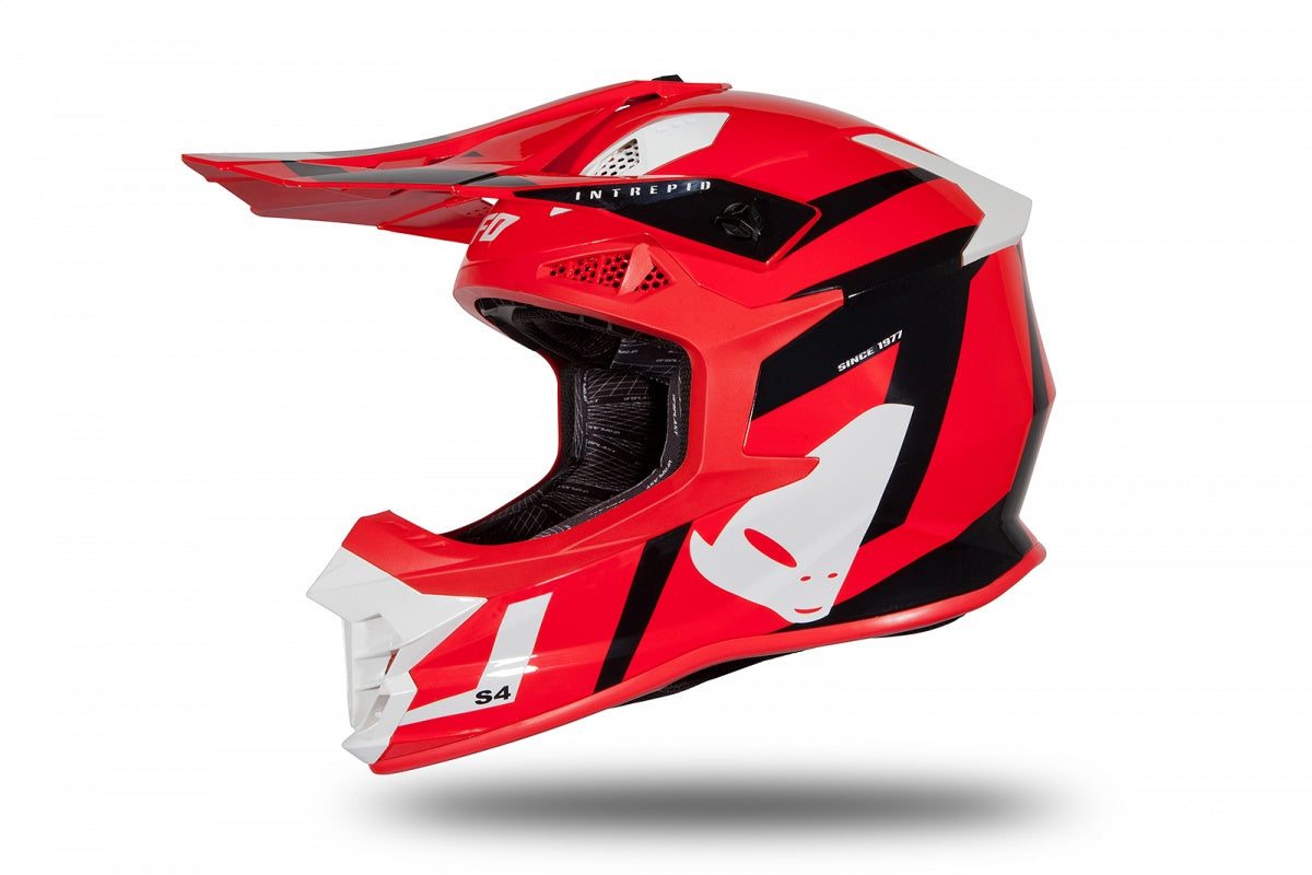Casco de motocross UFOplast INTREPID™ ♠ BLANCO&ROJO