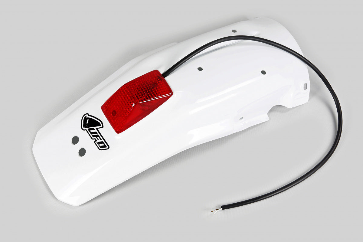 Guardabarro trasero con luz LED UFOplast™ • HONDA XR 600R 1988-2002 • BLANCO y ROJO