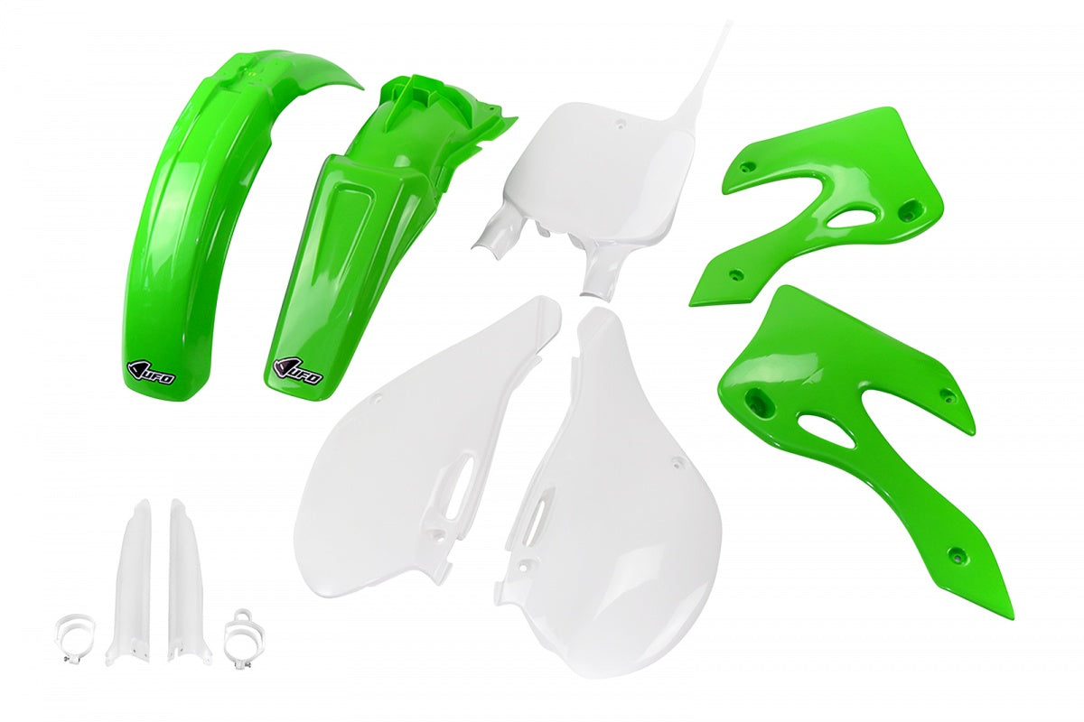 KIT de plásticos *completo* UFOplast™ • KAWASAKI KX 125/250 1999-2002 • VERDE&BLANCO