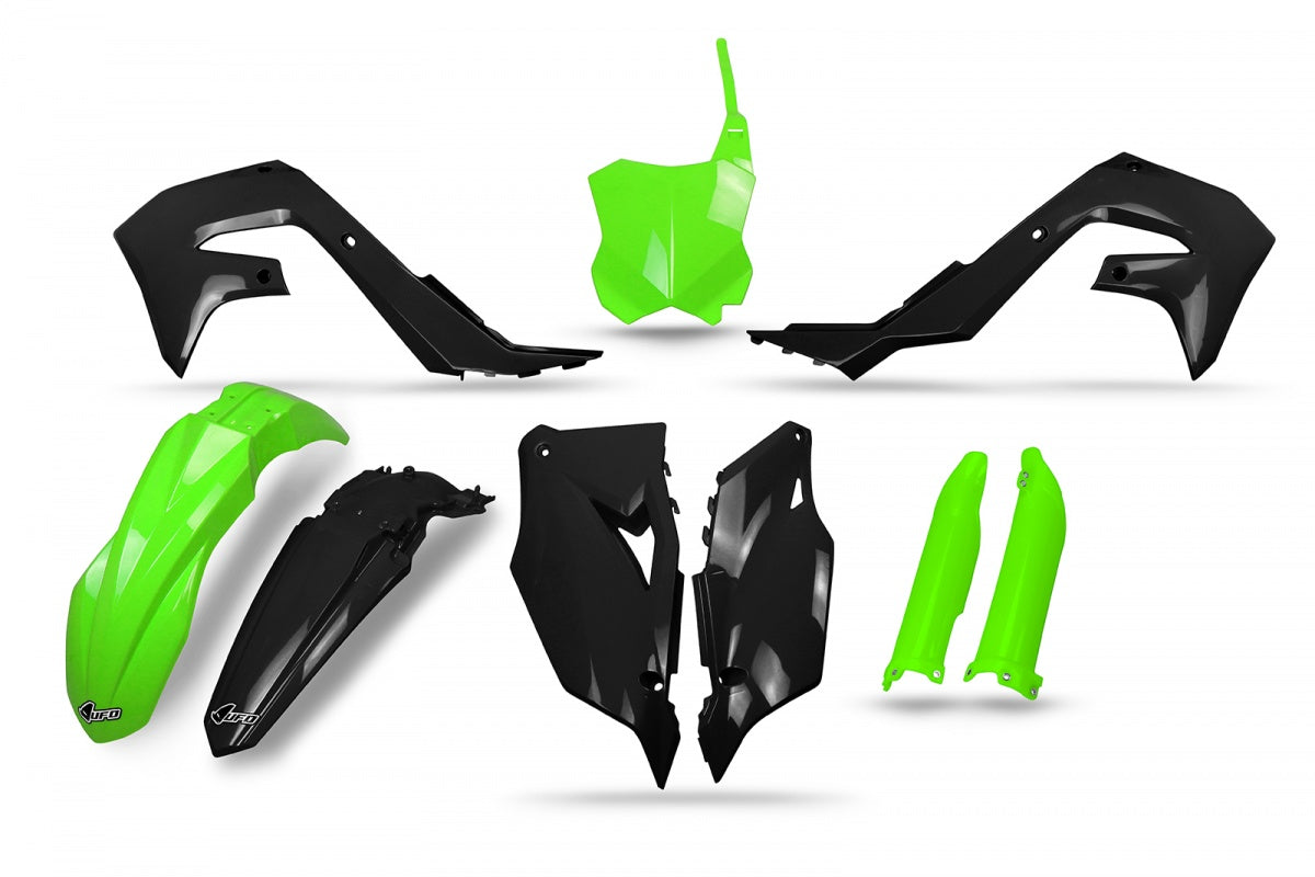 KIT de plásticos *limited* UFOplast™ • KAWASAKI KXF250/450 2019-2023 • NEGRO&NEON