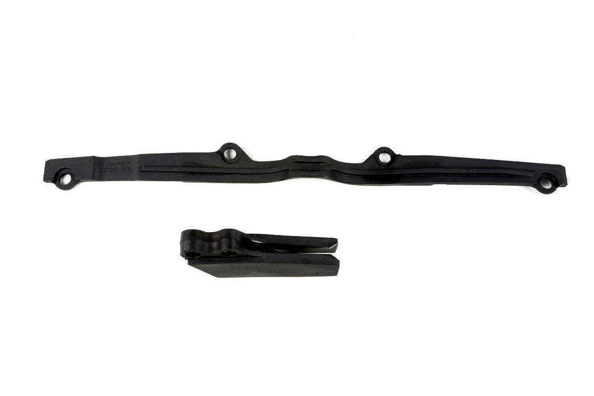 Guía y Deslizador de cadena UFOplast™ •  KAWASAKI KX 1997-2002 • NEGRO