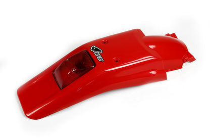 Guardabarro trasero con luz LED UFOplast™ • HONDA XR 250R/400R 1996-2023 • BLANCO y ROJO